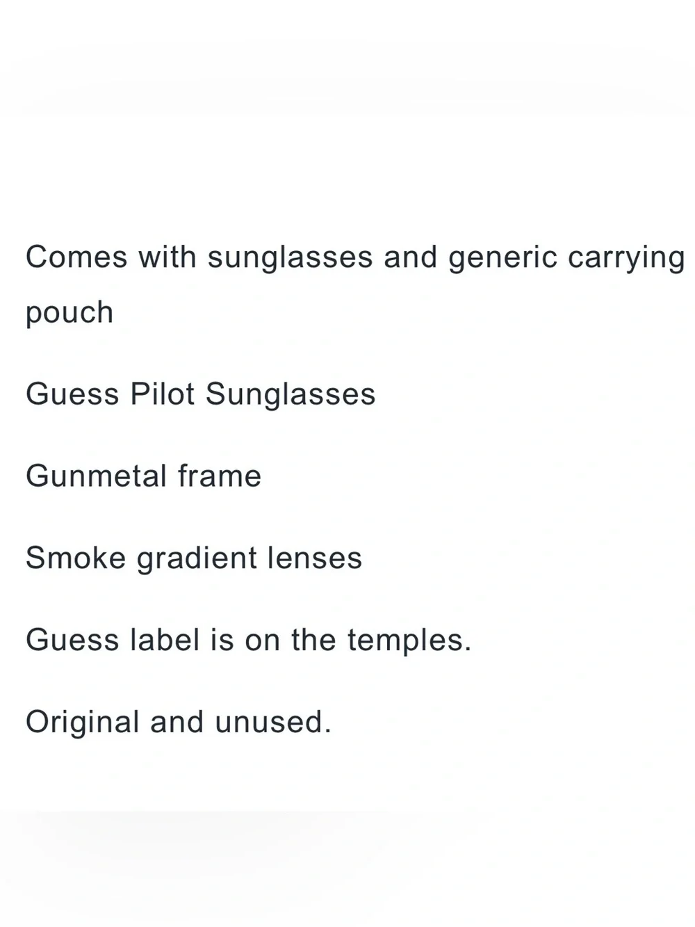 Guess GO00064 06F Pilot Sunglasses Gunmetal Frame Smoke Gradient Lens 61mm NWT
